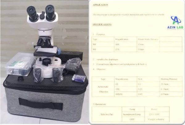 مشخصات فنی میکروسکوپ دانش آموزی دو چشمی مدل BM-115RT